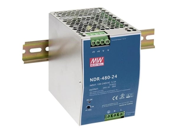MEAN WELL NDR-480-24, 90 - 264 V, 480 W, 24 V, 20 A, RoHS, 85,5 mm