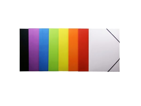 Kartongmapp Q-Line A4 blå m/3 klapper &amp; elastik blank - (10 stk.)