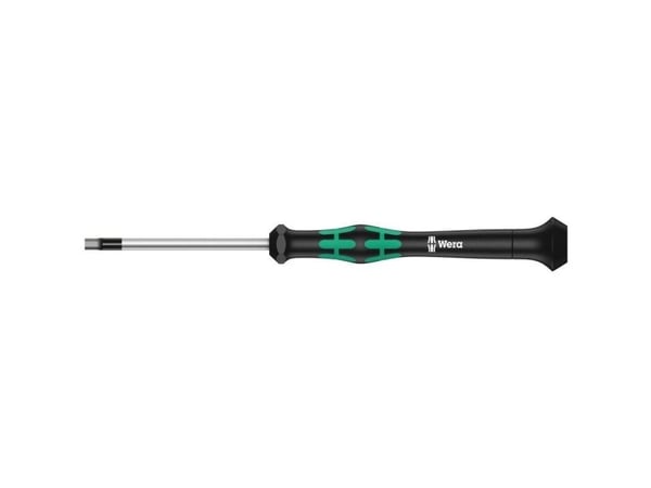 Wera 2054 Elektroniikka ja hienomekaniikka Kuusikulmainen ruuvimeisseli Avaimen leveys: 0,7 mm Terän pituus: 40 mm Mitat, pituus: 137 mm