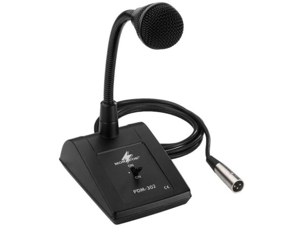 Monacor PDM-302, 60 - 12000 Hz, 600 ohm (O), Kardioid, Dynamisk, Ledningsført, XLR-3