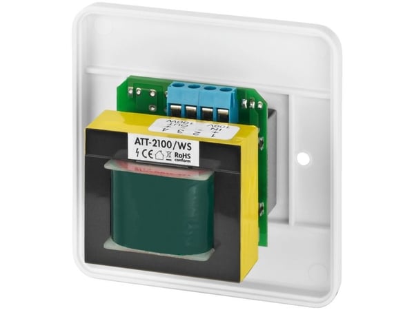 Monacor ATT-2100/WS, Rotasjonsvolumkontroll, Hvit, 100 W, 85 x 71 x 85 mm, 210 g