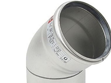 Blücher rustfri 45 grader bøjning Ø110 mm - AISI304/EN1.4301