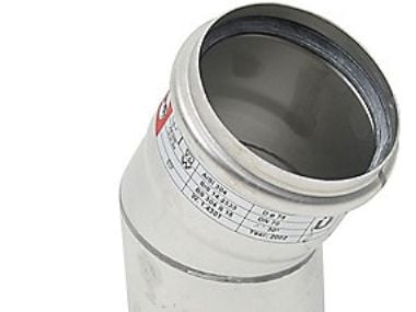 Blücher rustfri 30 grader bøjning Ø75 mm - AISI304/EN1.4301