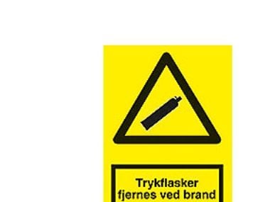 Advarselsskilt Trykflasker fjernes ved brand Plast (A4) 297 x 210 mm A322PA4
