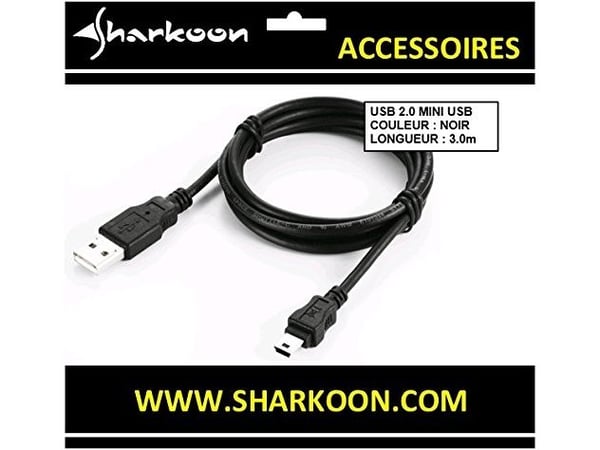 Sharkoon - USB-kabel - mini-USB type B (hann) til USB (hann) - USB 2.0 - 3 m - svart