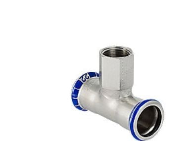 GEBERIT Tee rustfri 22-3/4-22 mm med muffe på grenen mapress