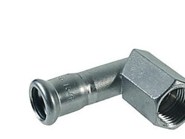 VSH bøjning 90° muffe/muffe 28 x 1/2" syrefast