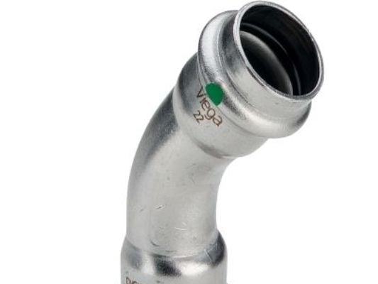 VIEGA Inox bøjning 45 grader 42 mmInox, rustfri stålmuffe/muffe, SC-Contur