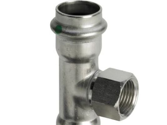 Sanpress Inox T-stykke 15 mm x 12" x 15 mm rustfrit stål