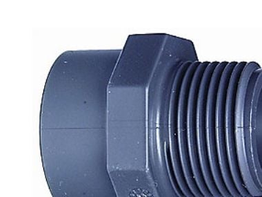 PVC overg.nip. 11/4 x 40/32mm - m. klæbemuffe og klæbestuds. PN16