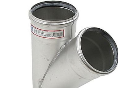 Blücher rustfri 45 grader grenrør Ø110-110 mm - AISI304/EN1.4301