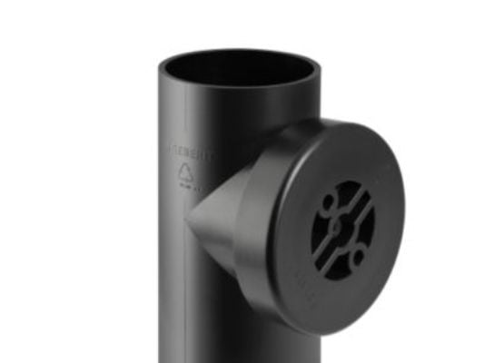 75 mm x 90° Renserør med dæksel sort PEH Geberit