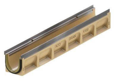 Afløbsrende 0.0 m/pakn. 1,0m - ACO V100S Seal In, uden fald. galv. karm
