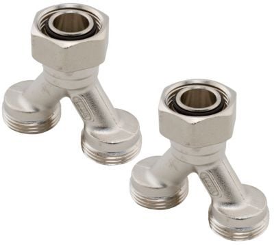 Uponor Dubbelfördelare för Flush T Push 12 Pumpeshunt utan avledare för golvvärmerör. 15 mm kompression för kopparanslutning primärt
