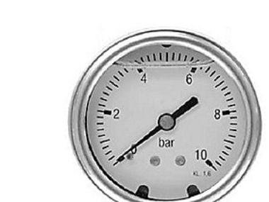 Manometer 1/4XØ63 0-10 bar, nedadrettet studs med glycerin