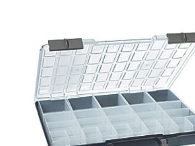 raaco CarryLite, Verktøy boks, Polykarbonat (PC), Polypropylen, Blå, Gjennomsiktig, Hengsel, 413 mm, 330 mm