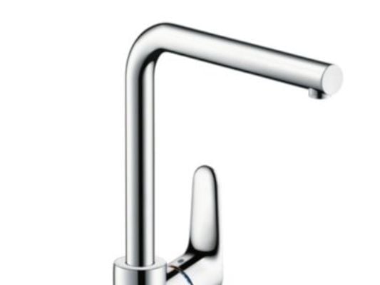 HG Focus køkkenarmatur - m/L-tud krom, m/høj svingtud og greb på siden HG nr. 31817