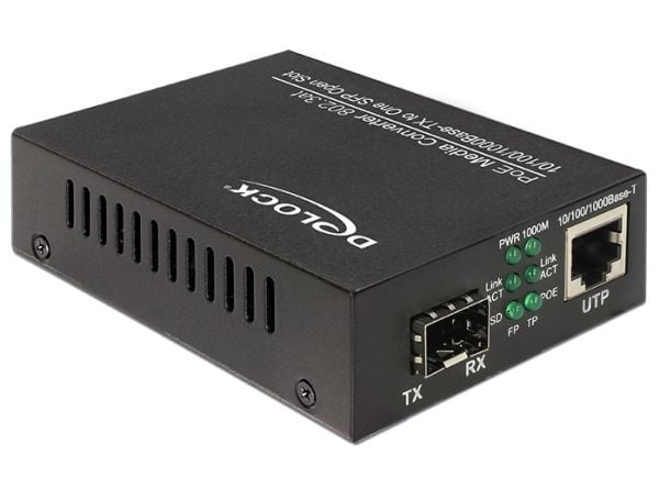Delock Gigabit Ethernet Media Converter - Fibermedieomformer - 1GbE - 10Base-T, 100Base-TX, 1000Base-T, 1000Base-X - SFP (mini-GBIC) / RJ-45