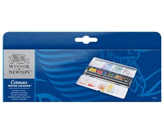 Cotman akvarell 12 x ½-pan i metallboks