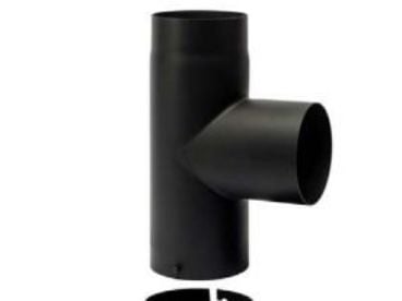 150 mm Metalbestos Sorte røgrør T-stykke 90° med sodskål