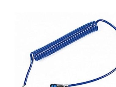 PUR spiralslang 6,5/10,0 mm - 4 m arbetlslängd m/koppling & nippel, blå