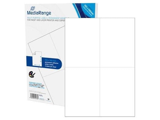 MediaRange MRINK143, Valkoinen, Kiinteä, 105 x 148, A4, Matta, Laser/Inkjet