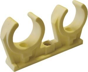WALRAVEN Tryk rørbøjle dobbel 10 mm, hvid plast, M6 messing gevind