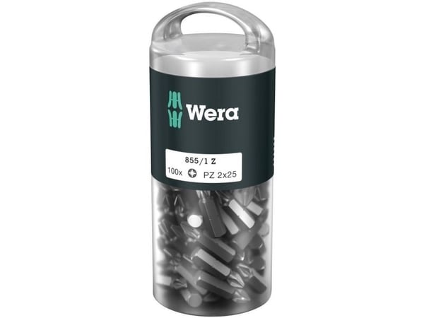 Wera 855/1 Z DIY 100 SiS, 100 stykker, Pozidriv, PZ 2, 1 x 25 mm, CE, GS, DVE, 25 mm