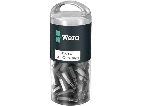 Wera 05072448001, 100 kpl, Torx, TX 20x25, 25 mm, 25,4 / 4 mm (1 / 4"), Kahdeksankulmainen