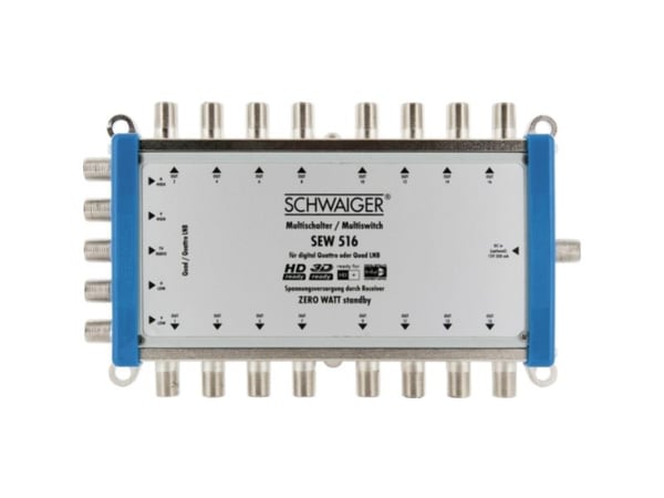 Schwaiger SEW516 531, 5 lähtöä, 16 tuloa, 950 - 2150 MHz, 5 - 790 MHz, F, 14V, 18V