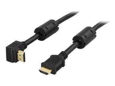 DELTACO - HDMI-kabel med Ethernet - HDMI hann til HDMI hann - 5 m - svart - 90° kontakt