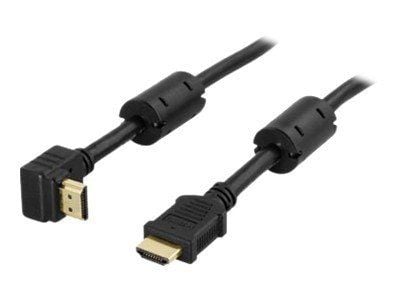 DELTACO HDMI-1030V - HDMI-kaapeli med Ethernet - HDMI han til HDMI han - 3 m - sort - vinklet stikforbindelse