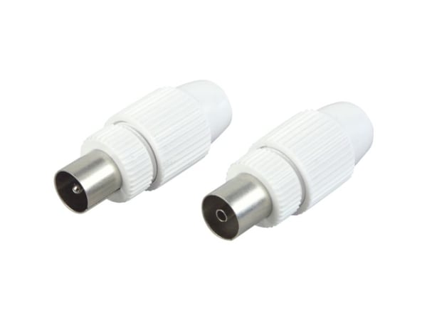 Schwaiger KST1121 532, F-type, IEC, IEC, Hankjønn, Metallisk, Hvit, 2 stykker