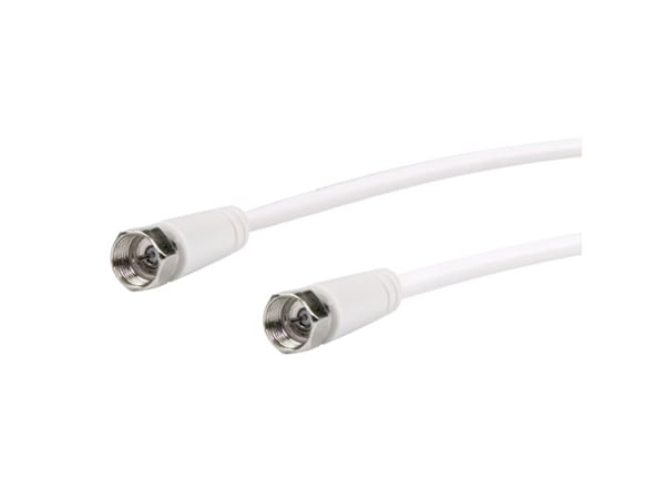 Schwaiger - Antennekabel - F-kopling hann til F-kopling hann - 10 m - dobbeltisolert - 75 dB - hvit