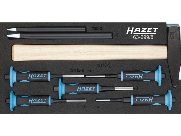 HAZET 163-299/8, Ajo-poranteräsarja, Musta, Sininen, 1,68 kg, 8 kpl, 342 mm, 172 mm