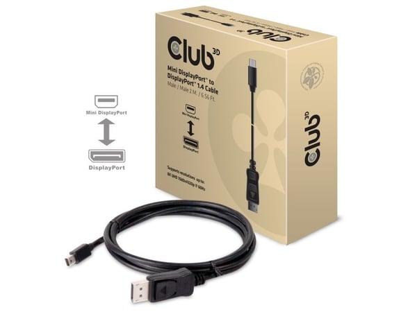 Club 3D - DisplayPort-kabel - DisplayPort (hann) til Mini DisplayPort (hann) - 2 m - låst