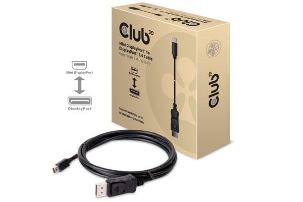 Club 3D - DisplayPort-kabel - DisplayPort (hann) til Mini DisplayPort (hann) - 2 m - låst