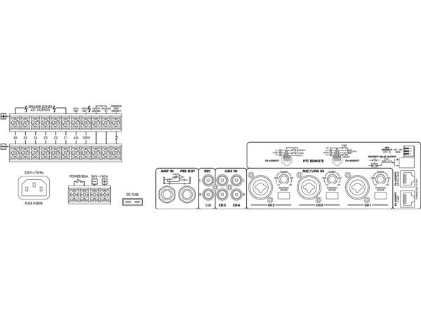 Monacor PA-6480, 5 kanaler, stativmontert, sort