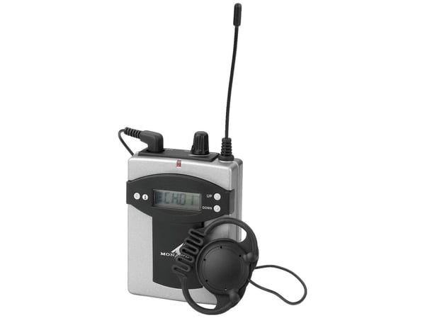 Monacor TXA-800R, Bærbar (lommemottaker), Fiksert, 863.1-864.9 MHz, 16 kanaler, Sort, Grå, Batteri