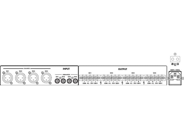 Monacor PA-1450D, 4.0 kanaler, 50 W, D, 0,5%, 63 dB, 50 W