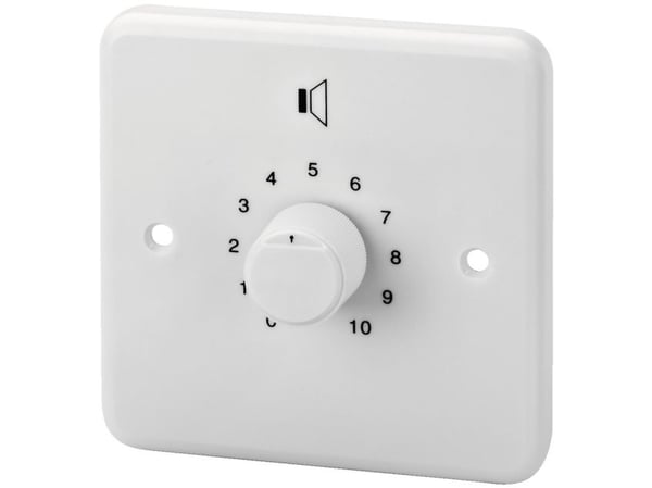 Monacor ATT-224/WS, Rotasjonsvolumkontroll, Vegg-montert, Hvit, 20 - 18000 Hz, 24 W, 85 mm