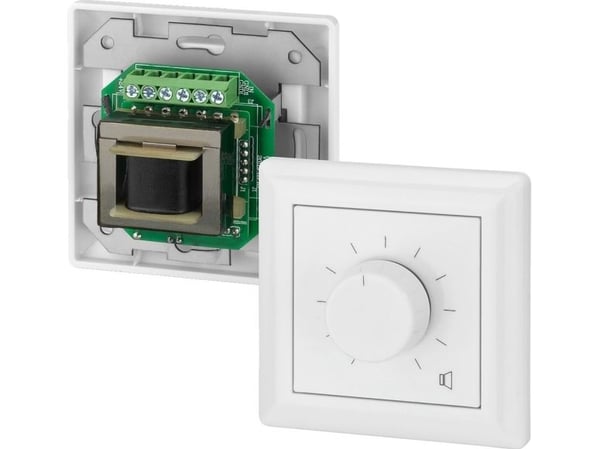 Monacor ATT-512PEU, Rotasjonsvolumkontroll, Vegg-montert, Hvit, 50 - 18000 Hz, 12 W, 80 mm