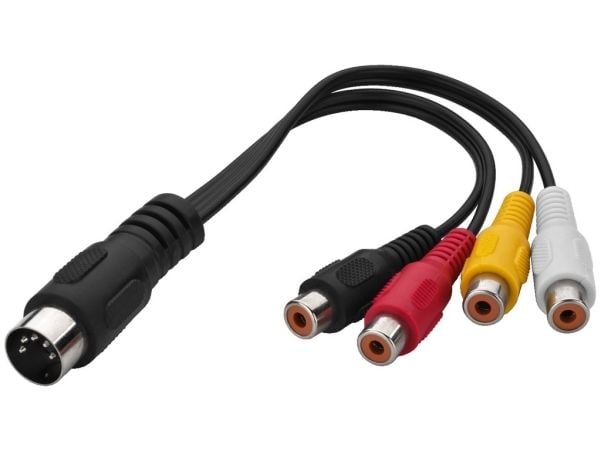 Monacor ACA-15/1, DIN (5-pin), Hankjønn, 4 x RCA, Hunkjønn, 0,15 m, Svart, Rød, Hvit, Gult