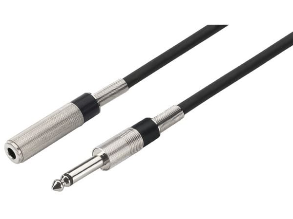 Monacor MEC-600/SW, 6.35mm, Hunstik, 6.35mm, Hanstik, 6 m, Sort