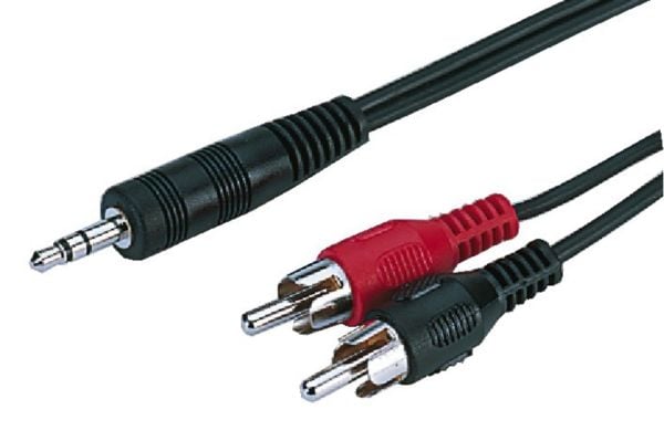 Monacor ACA-1635, 3.5mm, Hankjønn, 2 x RCA, Hankjønn, 1,2 m, Sort