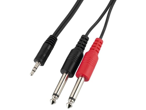 Monacor MCA-204, 3.5mm, Hankjønn, 2 x 6.35mm, Hankjønn, 2 m, Svart