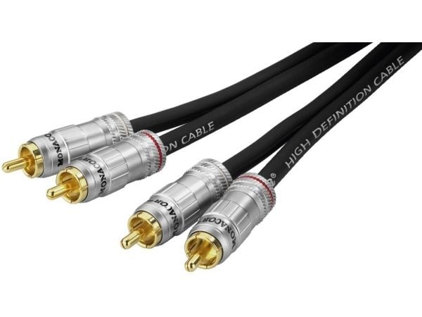 Monacor ACP-150/50, 2 x RCA, Hankjønn, 2 x RCA, Hankjønn, 1,5 m, Svart, Metallisk