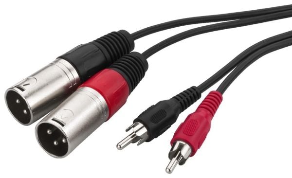 Monacor MCA-127P, 2 x XLR (3-pin), Hankjønn, 2 x RCA, 1 m, Sort
