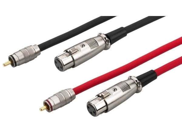 Monacor MCA-158J, XLR (3-pin), Hankjønn, RCA, Hunkjønn, 1,5 m, Svart, Rød