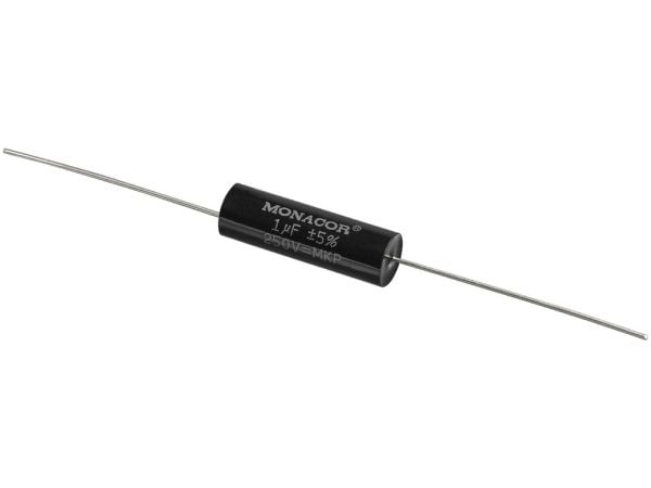 Monacor MKPA-10, Film, Sylindriske, Sort, 1000 nF, 250 V, 31 mm